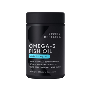 A container of omega 3 capsules
